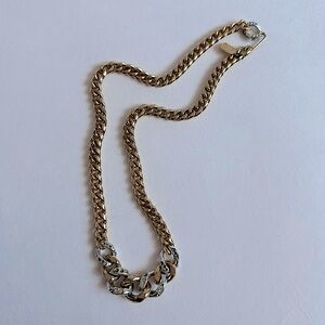 Vintage Capri Jewelry Chunky Gold Tone Rhinestone Chain Necklace